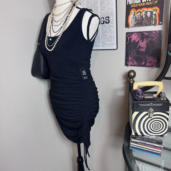 NWT Express Ruched Side Drawstring Bodycon Mini Dress - Picture 2 of 6
